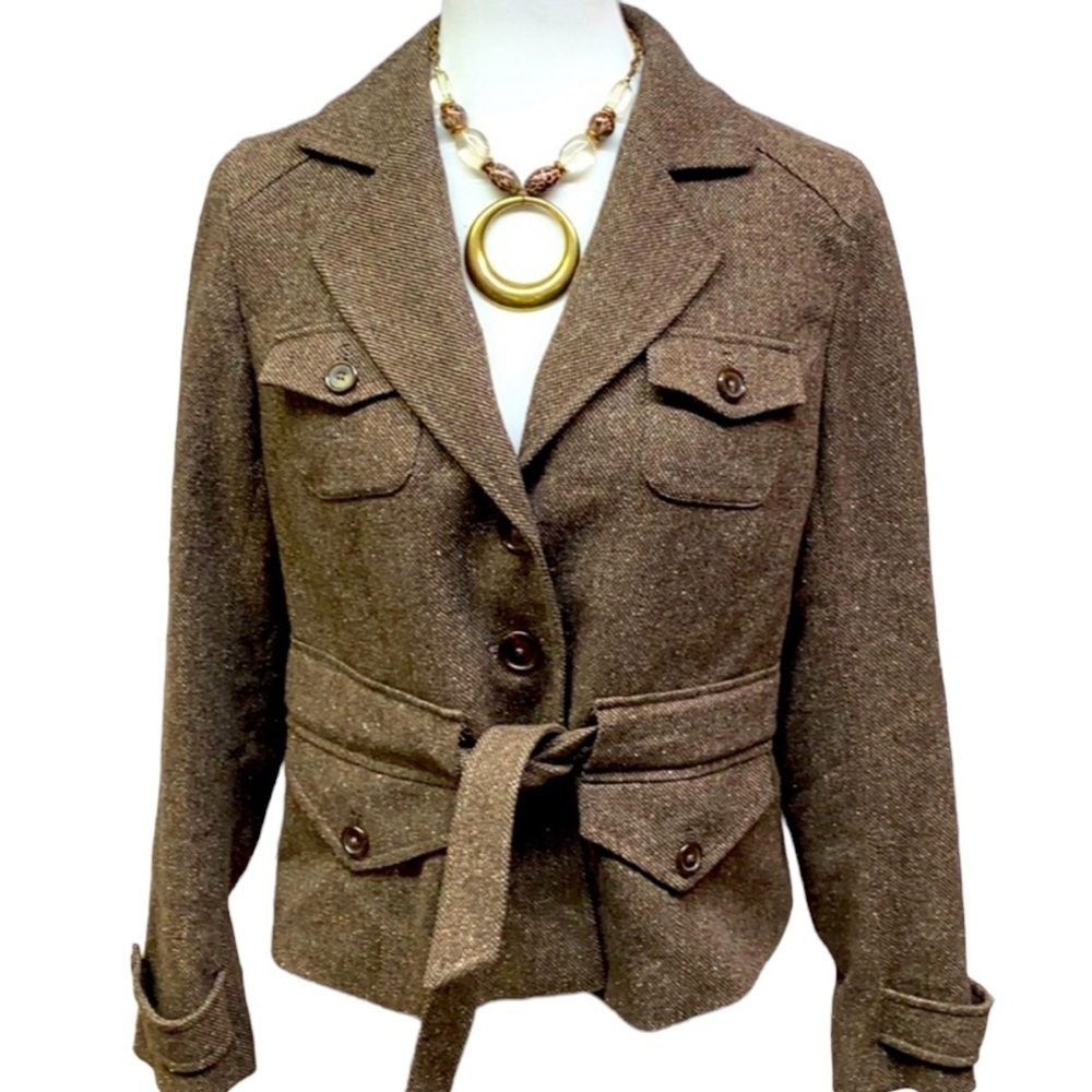 Anthro Allegory Tweed Wool Brown Jacket